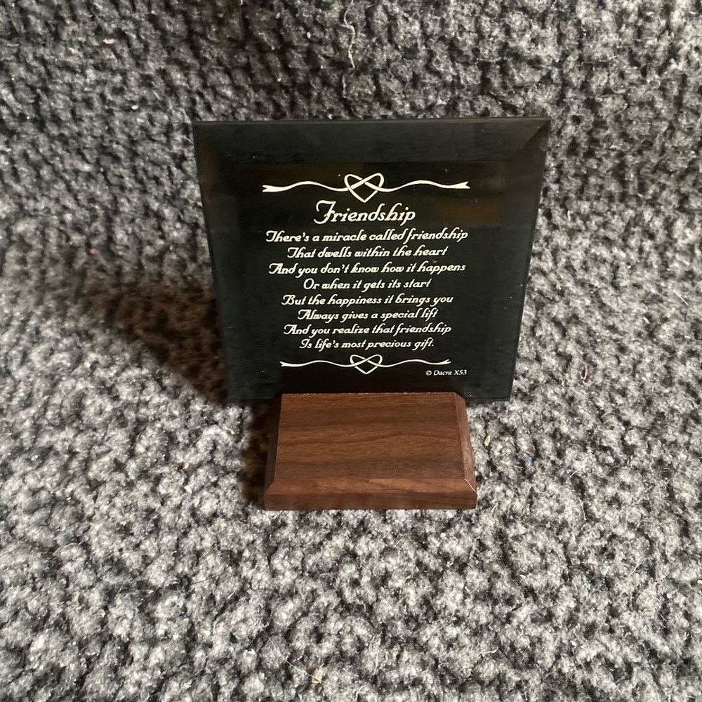 Friendship Plaque with Wood Stand - Black